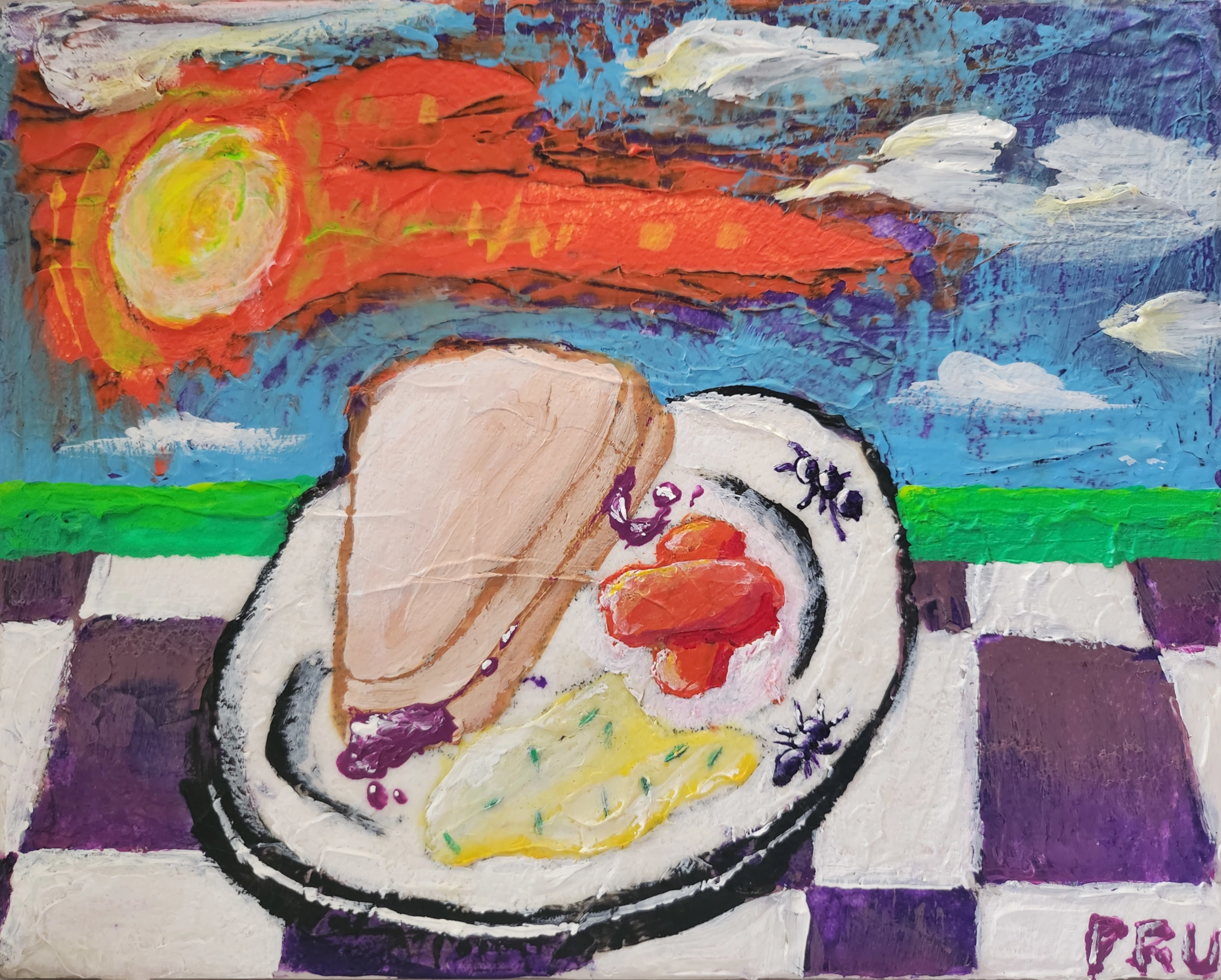 Picnic With Two Ants, Acrylic on Canvas
