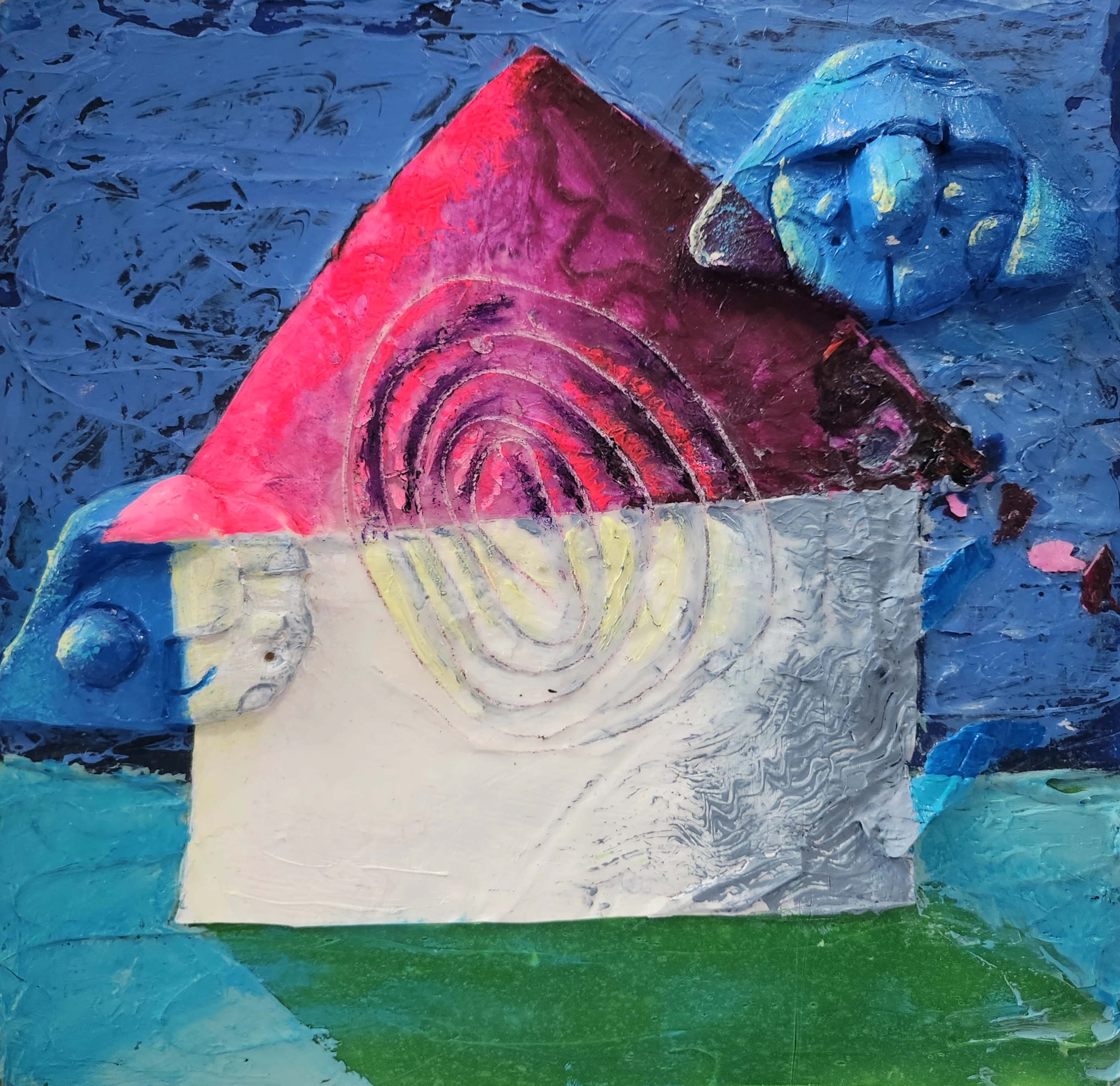 Untitled (House), Crayon on Panel